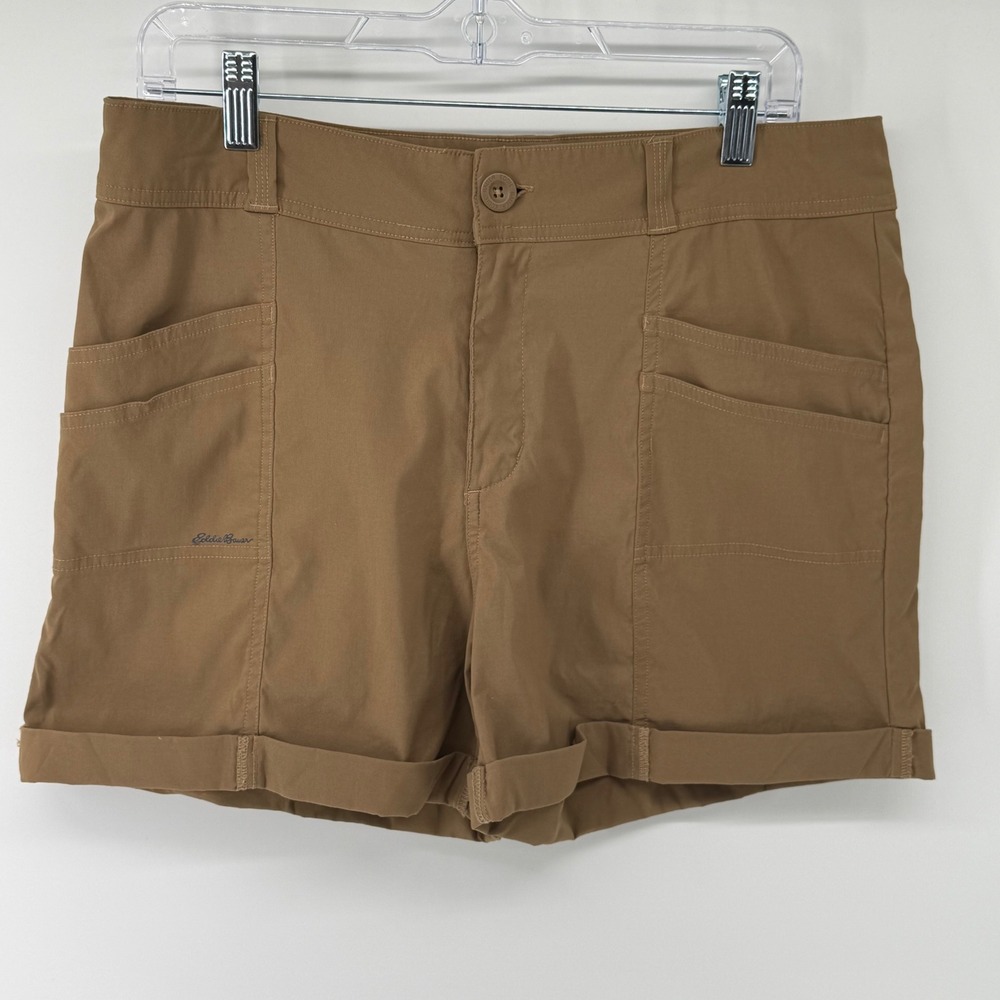 Eddie Bauer Horizon Tan Hiking Utility‎ Shorts Cuffed Stretch Size 10 Gorpcore